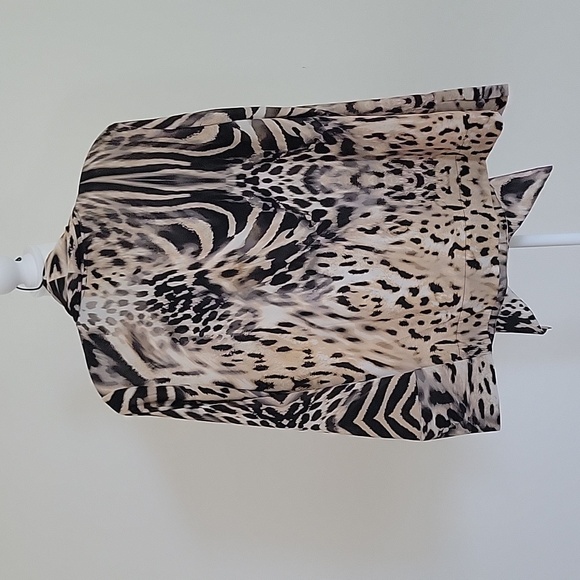 Chico's Black Label Chiffon Animal Print Scarf Blouse NWT Size M - Picture 6 of 12